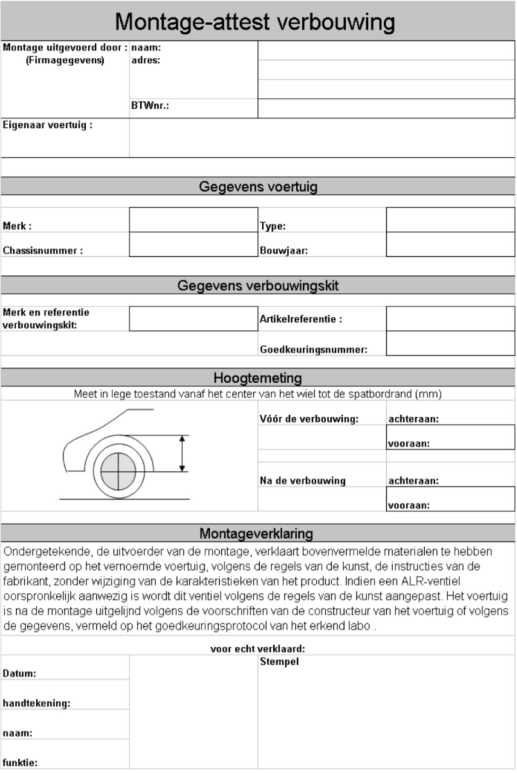 Montageattest verlaging